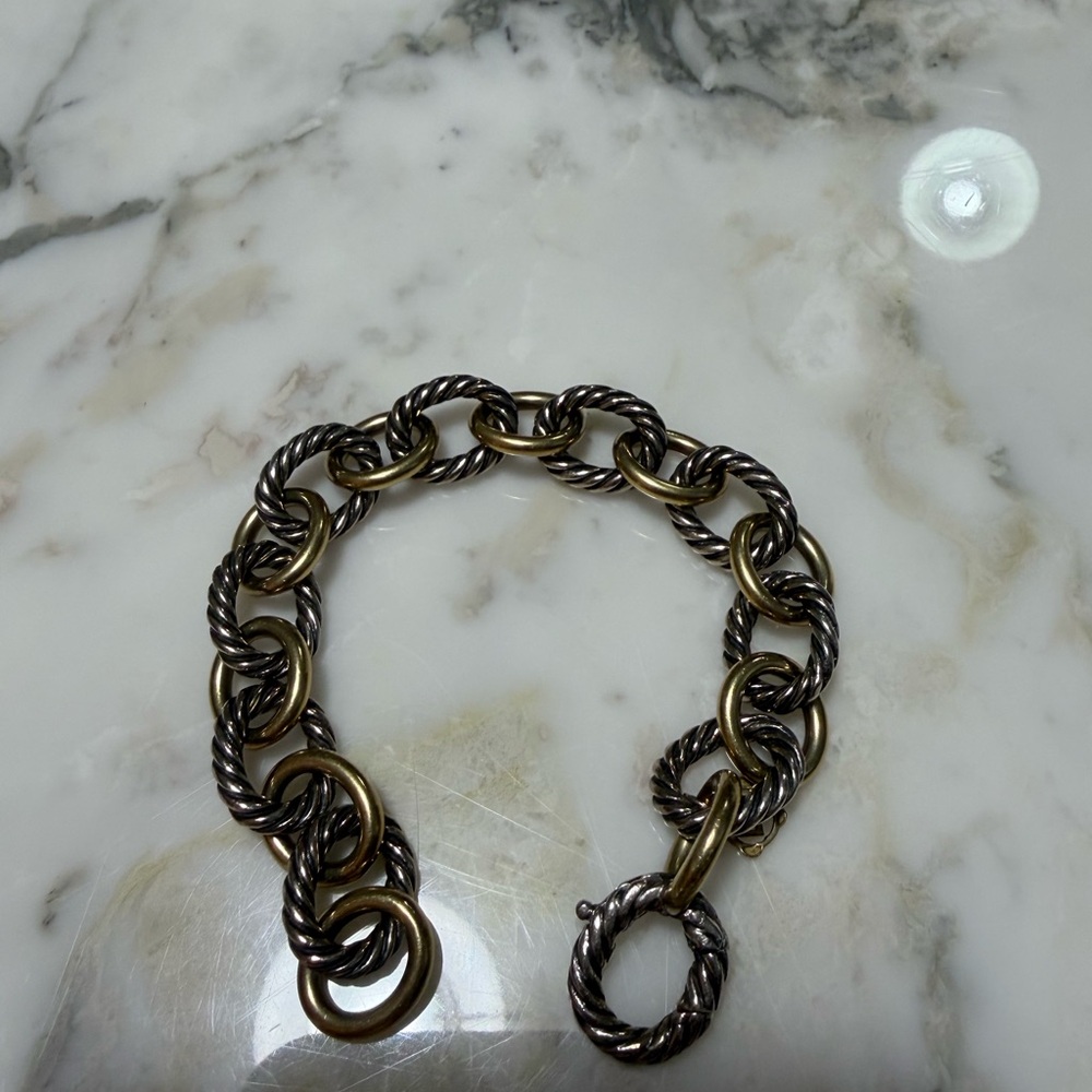David Yurman Oval Link Chain Bracelet, sterling silver with 18K yellow gold